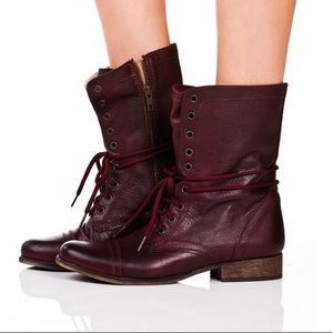 Steve Madden wine colored combat boots